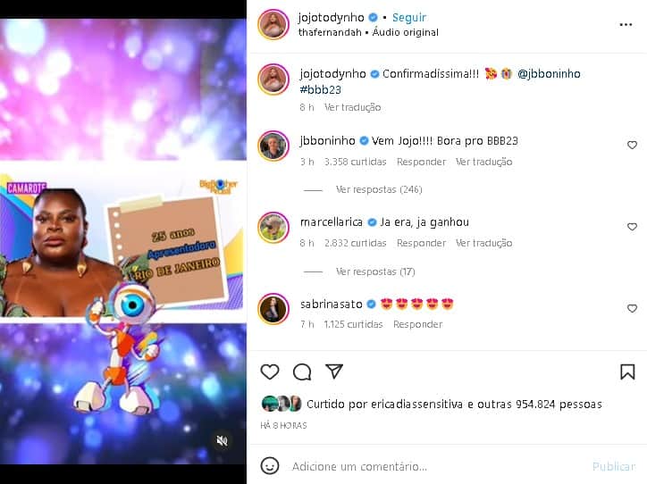 Jojo Todynho anunciou sua ida para o BBB23 (Foto: Reprodução/ Instagram) Jojo Todynho anunciou sua ida para o BBB23 (Foto: Reprodução/ Instagram)