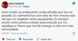 BBB23 - Gabriel Tavares menospreza Karol Conká e detona a cantora: "Mal-educada e ignorante" (Foto: Reprodução / Twitter) BBB23 - Gabriel Tavares menospreza Karol Conká e detona a cantora: "Mal-educada e ignorante" (Foto: Reprodução / Twitter)