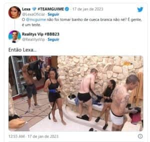 Lexa resolveu se pronunciar sobre a polêmica cueca branca usada pelo marido (Foto: Reprodução / Twitter) Lexa resolveu se pronunciar sobre a polêmica cueca branca usada pelo marido (Foto: Reprodução / Twitter)