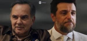 Travessia - Inimigos de fachada, Guerra e Moretti são cúmplices e formam uma dupla criminosa (Foto: Reprodução / Globo / Montagem TV Foco) Travessia - Inimigos de fachada, Guerra e Moretti são cúmplices e formam uma dupla criminosa (Foto: Reprodução / Globo / Montagem TV Foco)