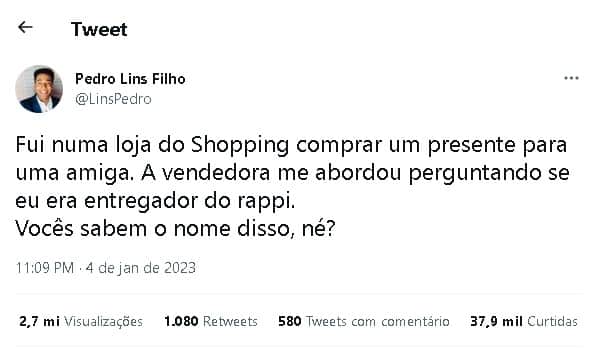 Pedro Lins Filho denunciou racismo que sofreu em shopping de Recife (Foto: Reprodução) Pedro Lins Filho denunciou racismo que sofreu em shopping de Recife (Foto: Reprodução)