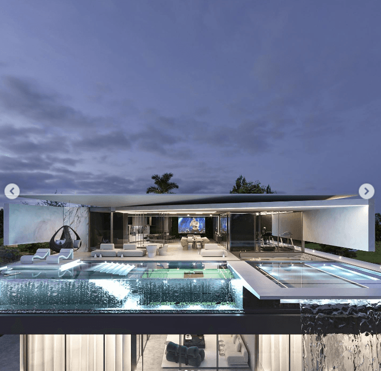 Projeto da visão de cima da mansão com vista para a piscina no teto e área de convivência (Foto Reprodução/Instagram) Projeto da visão de cima da mansão com vista para a piscina no teto e área de convivência (Foto Reprodução/Instagram)