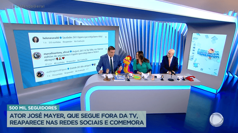 Fabíola Reipert mostrou ao vivo os comentários dos famosos na publicação de José Mayer (Foto Reprodução/Twitter) Fabíola Reipert mostrou ao vivo os comentários dos famosos na publicação de José Mayer (Foto Reprodução/Twitter)