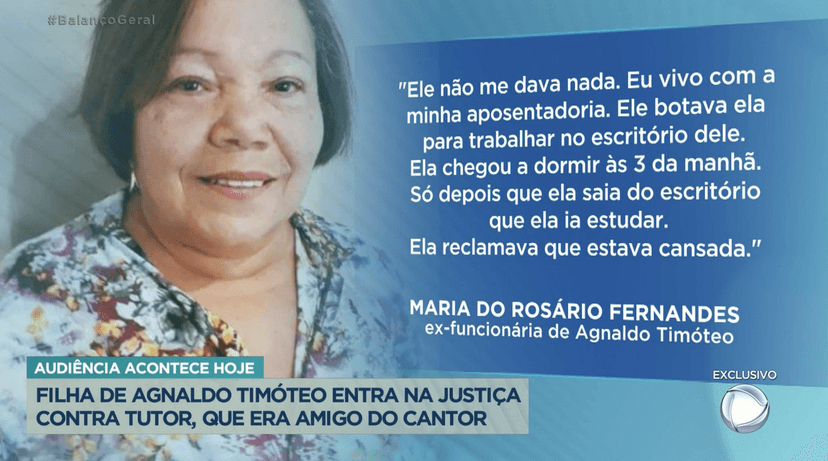 Depoimento de Maria do Rosário para a equipe da "Hora da Venenosa" (Foto Reprodução/Twitter) Depoimento de Maria do Rosário para a equipe da "Hora da Venenosa" (Foto Reprodução/Twitter)