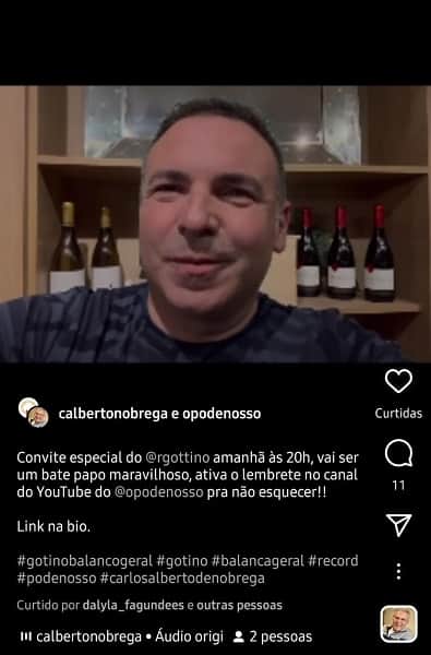 Publicação de Carlos Alberto de Nóbrega (Foto: Reprodução/ Instagram) Publicação de Carlos Alberto de Nóbrega (Foto: Reprodução/ Instagram)