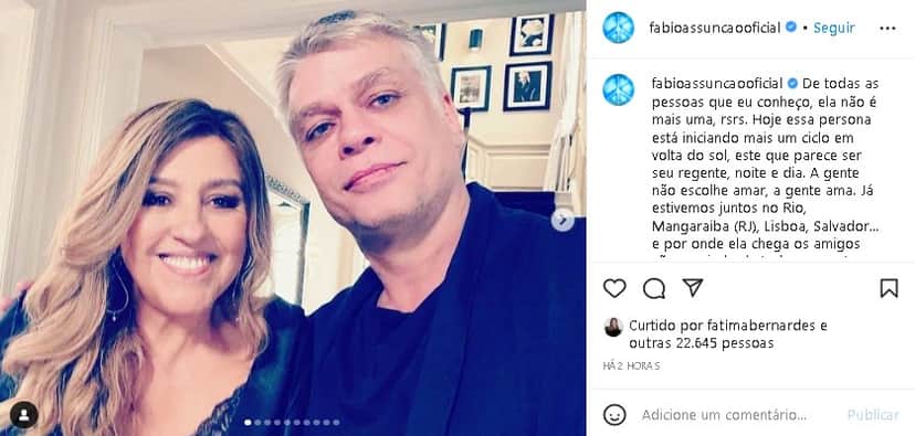 Fábio Assunção se derreteu por Regina Casé (Foto: Reprodução/ Instagram) Fábio Assunção se derreteu por Regina Casé (Foto: Reprodução/ Instagram)