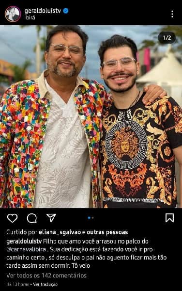 Publicação de Geraldo Luís (Foto: Reprodução/ Instagram) Publicação de Geraldo Luís (Foto: Reprodução/ Instagram)