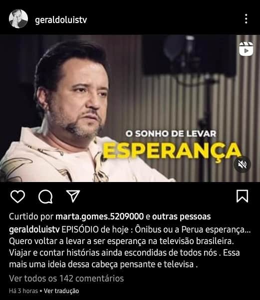 Publicação de Geraldo Luís (Foto: Reprodução/ Instagram) Publicação de Geraldo Luís (Foto: Reprodução/ Instagram)