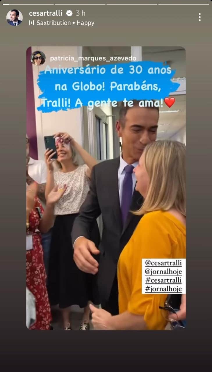 Publicação de César Tralli (Foto: Reprodução/ Instagram)