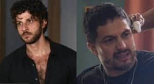 Travessia - Ari descobre que Oto é pai de Tonho e cai na porrada com o hacker (Foto: Reprodução / Globo) Travessia - Ari descobre que Oto é pai de Tonho e cai na porrada com o hacker (Foto: Reprodução / Globo)
