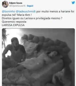 Expulsão a qualquer momento: Larissa pode ser tirada do BBB23, após agressão em Bruna Griphão (Foto: Reprodução / Twitter) Expulsão a qualquer momento: Larissa pode ser tirada do BBB23, após agressão em Bruna Griphão (Foto: Reprodução / Twitter)