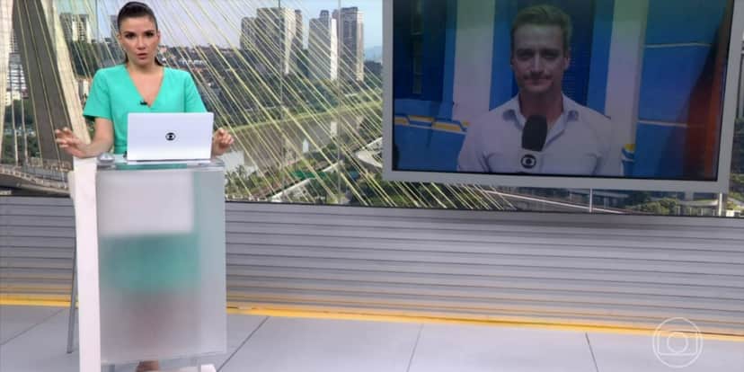 Sabina Simonato e Tiago Scheuer no "Bom Dia Brasil" (Foto: Reprodução/TV Globo) Sabina Simonato e Tiago Scheuer no "Bom Dia Brasil" (Foto: Reprodução/TV Globo)