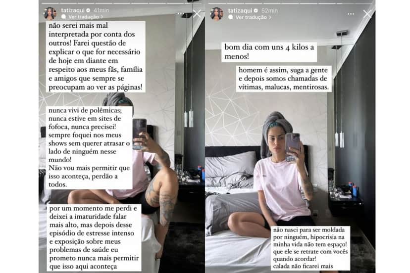 Desabafo de Tati zaqui nas redes sociais - Foto: Reprodução/Instagram Desabafo de Tati zaqui nas redes sociais - Foto: Reprodução/Instagram