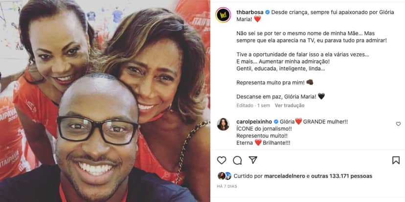 Thiaguinho faz declaração para Glória Maria (Foto: Reprodução / Instagram) Thiaguinho faz declaração para Glória Maria (Foto: Reprodução / Instagram)