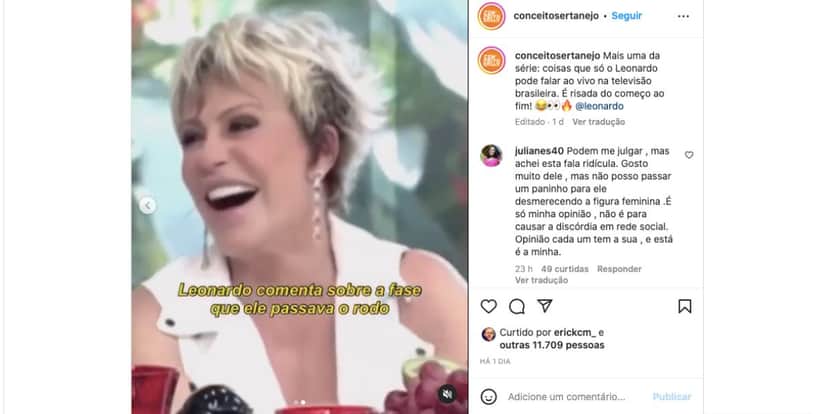 Leonardo choca Ana Maria com fala sobre relações sexuais (Foto: Reprodução / Instagram) 