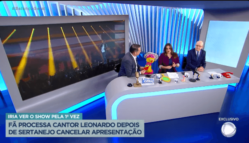 Segundo Fabíola Reipert Leonardo está sendo processado por fã após ter show sem aviso prévio cancelado (Foto Reprodução/Internet) Segundo Fabíola Reipert Leonardo está sendo processado por fã após ter show sem aviso prévio cancelado (Foto Reprodução/Internet)