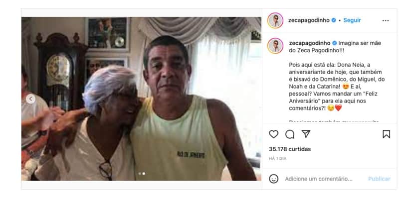 Dona Neia e Zeca Pagodinho (Foto: Reprodução / Instagram) Dona Neia e Zeca Pagodinho (Foto: Reprodução / Instagram)