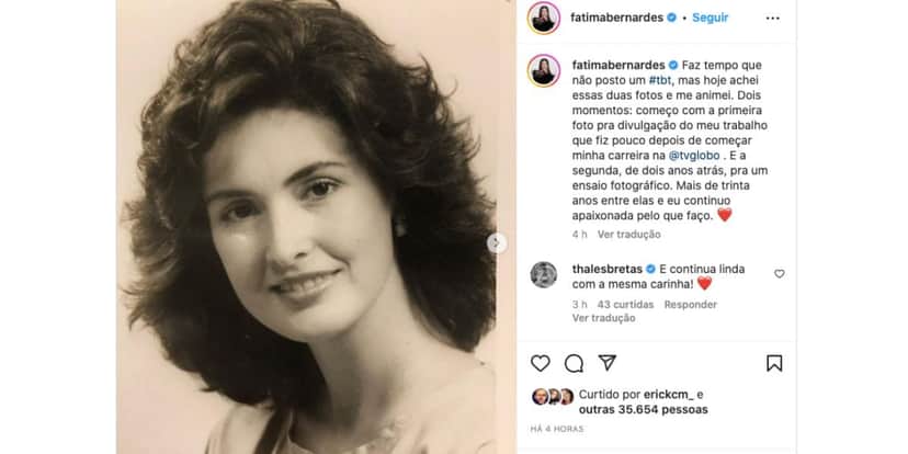 Fátima Bernardes compartilha clique do seu primeiro trabalho na Globo e fala sobre carreira (Foto: Reprodução / Instagram) Fátima Bernardes compartilha clique do seu primeiro trabalho na Globo e fala sobre carreira (Foto: Reprodução / Instagram)