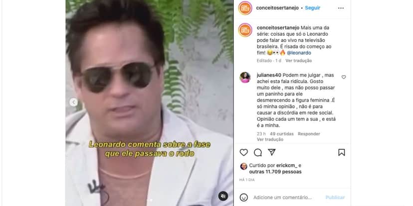 Leonardo choca Ana Maria com fala sobre relações sexuais (Foto: Reprodução / Instagram)