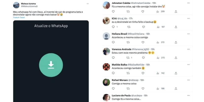 Problemas no WhatsApp (Foto: Reprodução / Twitter) Problemas no WhatsApp (Foto: Reprodução / Twitter)