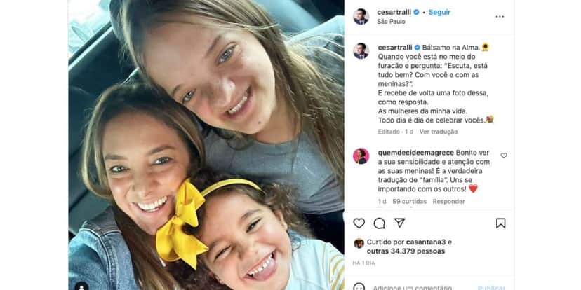 César Tralli entrega foto de Ticiane Pinheiro, Rafaella Justus e Manuella, e entrega situação (Foto: Reprodução / Instagram) César Tralli entrega foto de Ticiane Pinheiro, Rafaella Justus e Manuella, e entrega situação (Foto: Reprodução / Instagram)