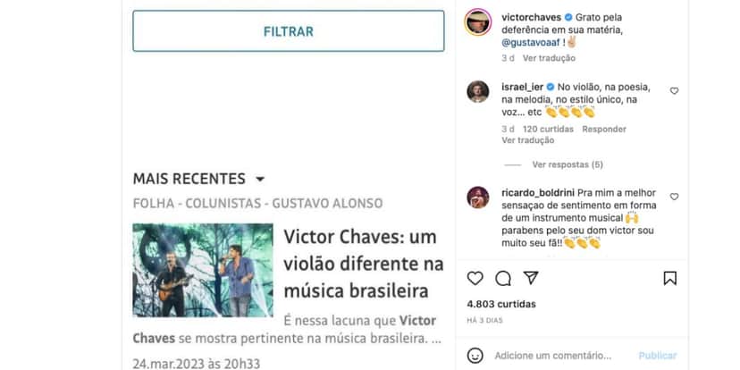 Victor Chavez faz anúncio sobre carreira (Foto: Reprodução / Instagram) Victor Chavez faz anúncio sobre carreira (Foto: Reprodução / Instagram)