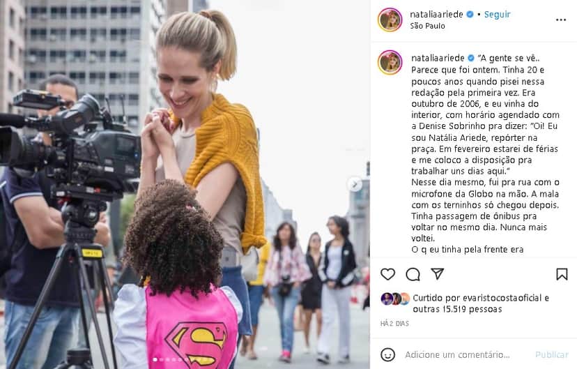Âncora da Globo, Natália Ariede, surpreendeu ao pedir demissão (Foto: Reprodução/ Instagram) Âncora da Globo, Natália Ariede, surpreendeu ao pedir demissão (Foto: Reprodução/ Instagram)