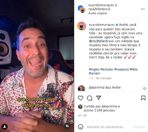 André Marques revelou grande paixão e surpreendeu (Foto: Reprodução/ Instagram) André Marques revelou grande paixão e surpreendeu (Foto: Reprodução/ Instagram)