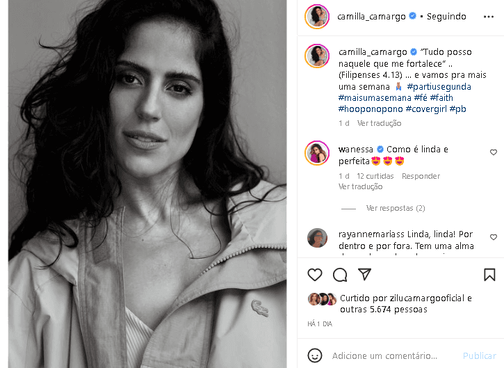 Camilla Camargo acabou ganhando elogios de Wanessa (Foto: Reprodução/ Instagram) Camilla Camargo acabou ganhando elogios de Wanessa (Foto: Reprodução/ Instagram)