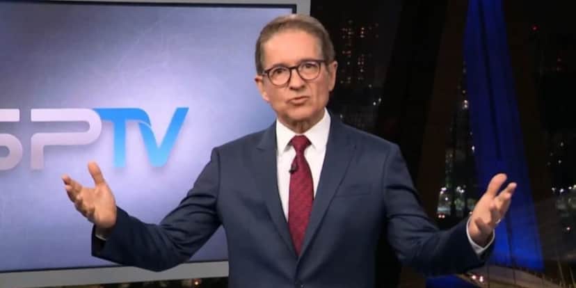 O jornalista no comando do SPTV, onde ficou durante anos (Reprodução: Globo) O jornalista no comando do SPTV, onde ficou durante anos (Reprodução: Globo)