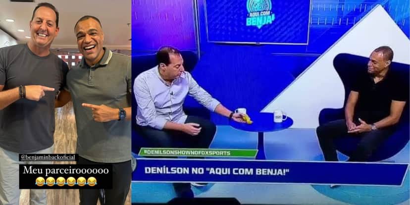 Denílson e Benja são grandes amigos (Reprodução: Montagem TV Foco) Denílson e Benja são grandes amigos (Reprodução: Montagem TV Foco)