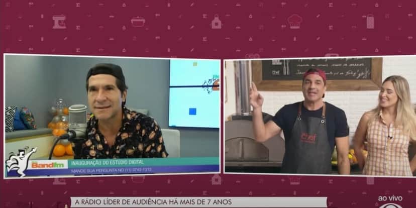 O apresentador pediu para que Denis enviasse uma pergunta para o cantor, relembrando o passado (Reprodução: The Chef/ Band) O apresentador pediu para que Denis enviasse uma pergunta para o cantor, relembrando o passado (Reprodução: The Chef/ Band)