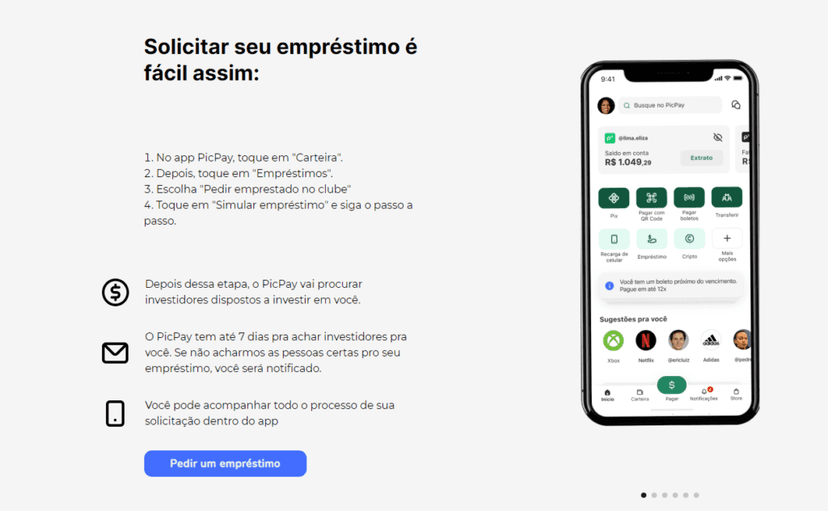 Formal fácil de realizar empréstimo no PicPay (Foto: Reprodução, PicPay) Formal fácil de realizar empréstimo no PicPay (Foto: Reprodução, PicPay)