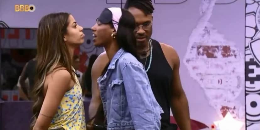 Key se envolveu em discussão racial com Tina e Fred no "BBB23" (Foto: Reprodução/TV Globo) Key se envolveu em discussão racial com Tina e Fred no "BBB23" (Foto: Reprodução/TV Globo)
