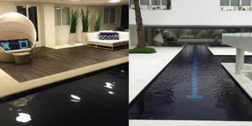 Piscina absurda com uma passarela no meio (Reprodução: Youtube) Piscina absurda com uma passarela no meio (Reprodução: Youtube)