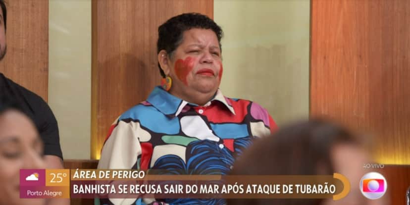 Mulher da plateia chamou atenção com rosto pintado (Foto: Reprodução/TV Globo) Mulher da plateia chamou atenção com rosto pintado (Foto: Reprodução/TV Globo)