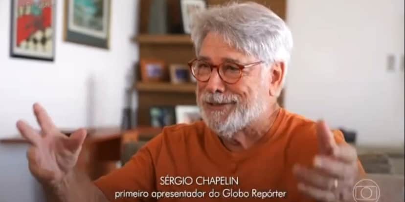 Sérgio Chapelin relembrando sua passagem pelo jornal da emissora (Reprodução: Globo) Sérgio Chapelin relembrando sua passagem pelo jornal da emissora (Reprodução: Globo)