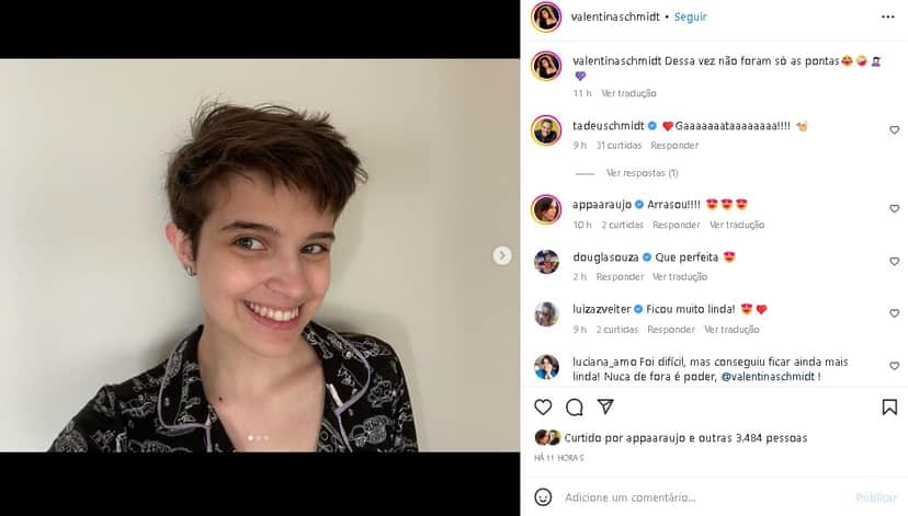 Filha de Tadeu Schmidt mudou visual (Foto: Reprodução/ Instagram) Filha de Tadeu Schmidt mudou visual (Foto: Reprodução/ Instagram)