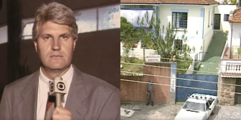 Valmiro Salaro em delegacia, durante denúncia sobre a Escola Base (Foto: Reprodução/TV Globo) Valmiro Salaro em delegacia, durante denúncia sobre a Escola Base (Foto: Reprodução/TV Globo)