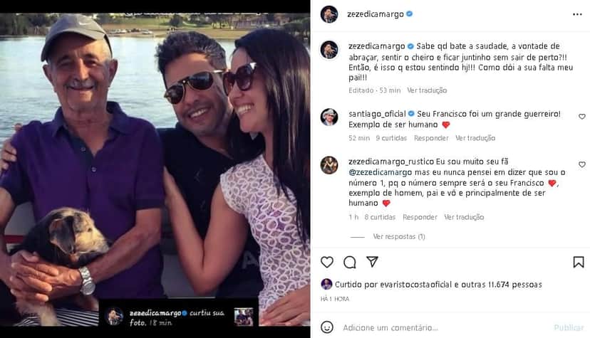 Zezé Di Camargo fez desabafo e falou sobre a saudade do pai