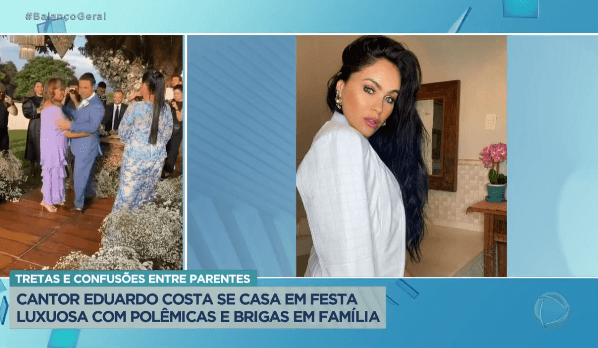 Outras polêmicas envolvendo a família do Eduardo Costa foram expostas por Fabíola Reipert (Foto Reprodução/PlayPlus)