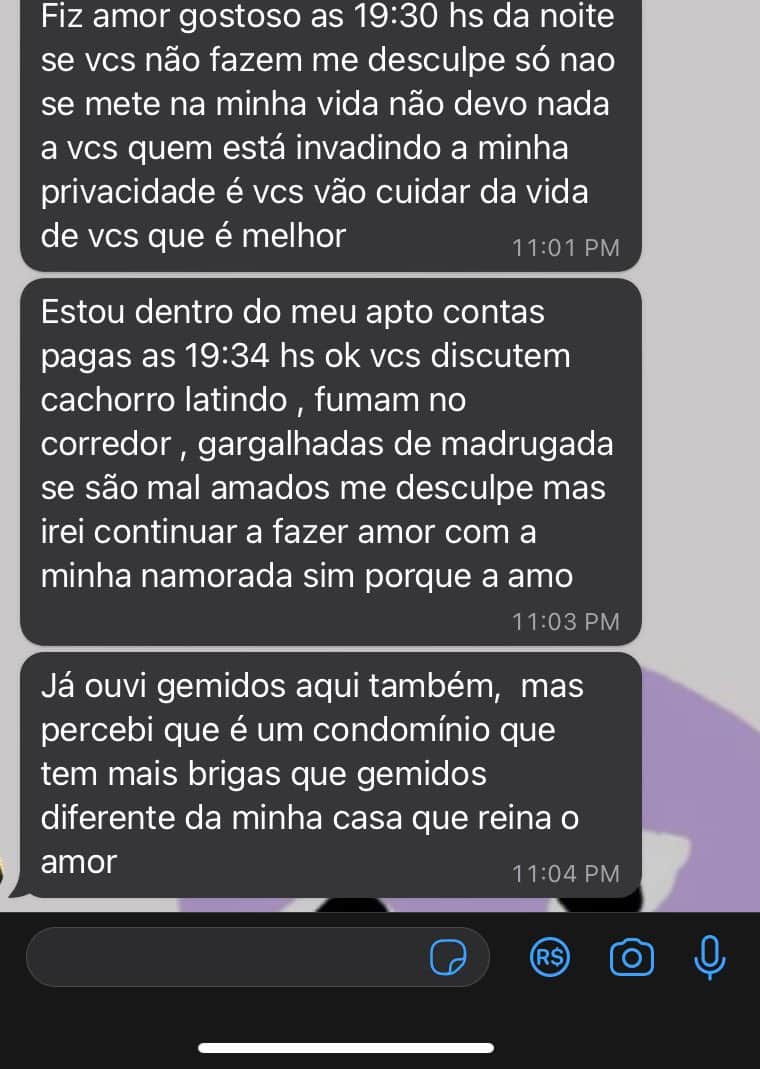 Morador rebate reclamações por gemidos altos em condomínio. Foto: Reprodução/Twitter Morador rebate reclamações por gemidos altos em condomínio. Foto: Reprodução/Twitter