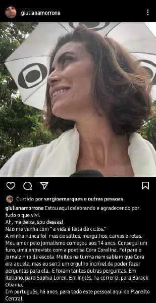 Publicação de Giuliana Morrone (Foto: Reprodução/ Instagram) Publicação de Giuliana Morrone (Foto: Reprodução/ Instagram)