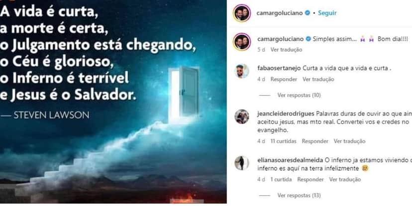 Luciano Camargo fala sobre fim dos tempos (Foto: Reprodução / Instagram) Luciano Camargo fala sobre fim dos tempos (Foto: Reprodução / Instagram)