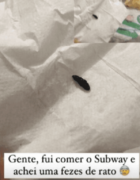 Fezes de rato no Subway (Foto: Reprodução/ Instagram) Fezes de rato no Subway (Foto: Reprodução/ Instagram)
