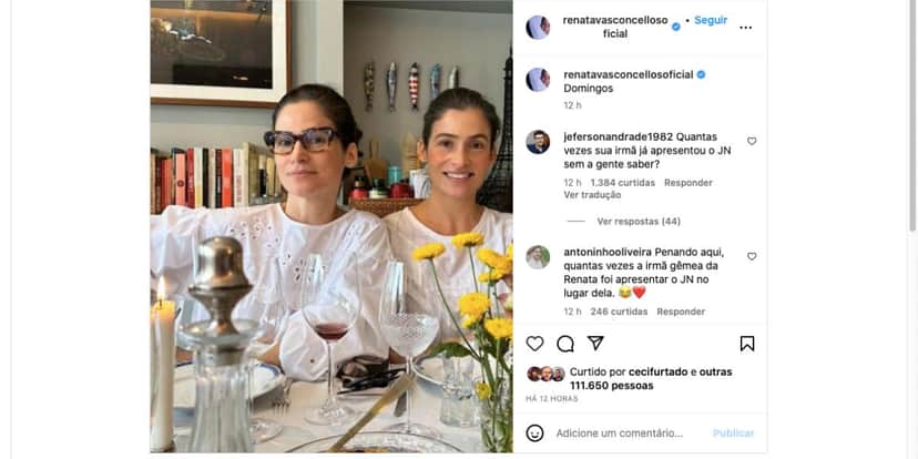 Renata Vasconcellos e Lanza Mazza (Foto: Reprodução / Instagram) Renata Vasconcellos e Lanza Mazza (Foto: Reprodução / Instagram)