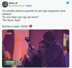 Alface se emocionou com a presença de Ivete Sangalo no BBB23 (Foto: Reprodução / Twitter) Alface se emocionou com a presença de Ivete Sangalo no BBB23 (Foto: Reprodução / Twitter)