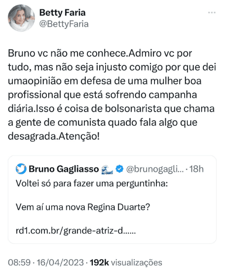 Atriz decidiu rebater o marido de Giovanna Ewbank (Foto: Reprodução/ Twitter)