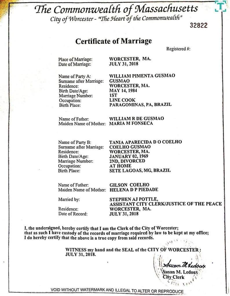 Documento que prova que o rapaz é casado (Foto/Reprodução: Metrópoles) Documento que prova que o rapaz é casado (Foto/Reprodução: Metrópoles)
