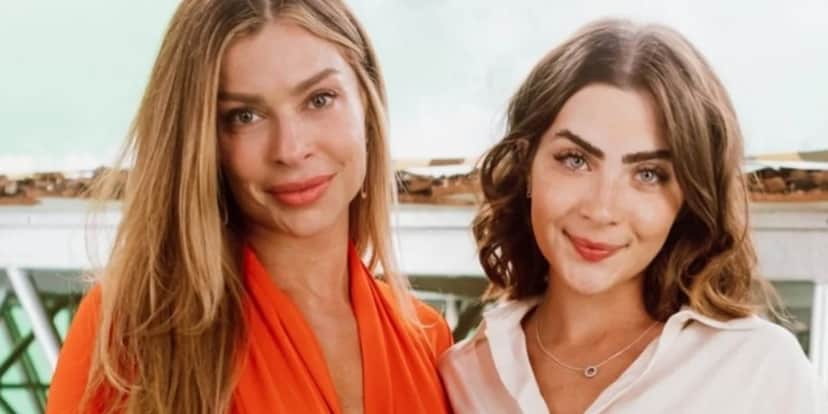 Grazi Massafera e Jade Picon abraças em bastidor de Travessia